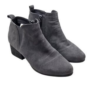 Blondo Villa Waterproof Gray Suede Ankle Booties Side Zip Women’s 8.5